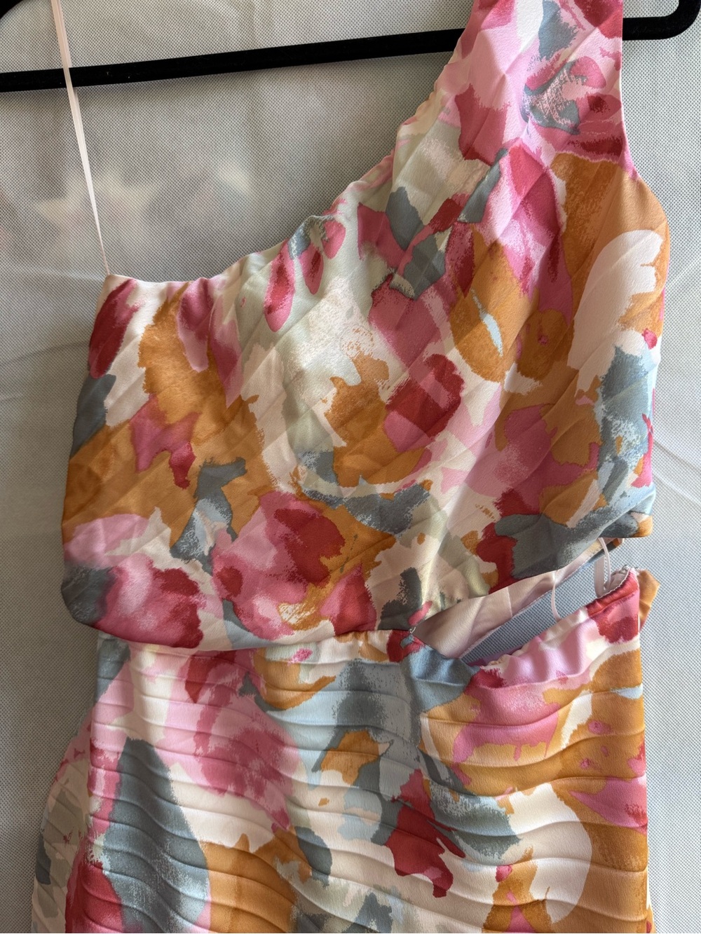 Abercrombie & Fitch One-Shoulder Floral Maxi Dress in Pink, Coral & Yellow - Picture 2 of 5